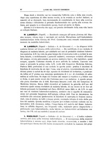 Lavori dei congressi di medicina interna