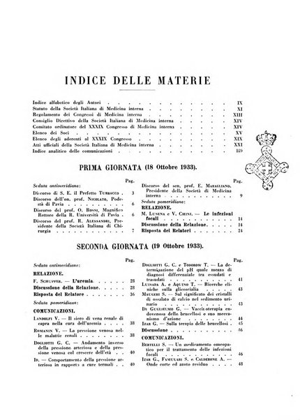 Lavori dei congressi di medicina interna