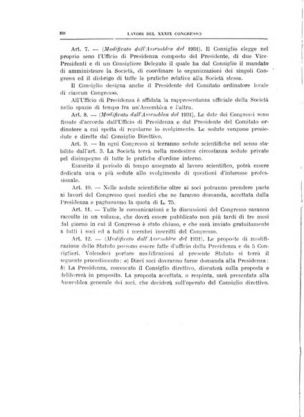 Lavori dei congressi di medicina interna