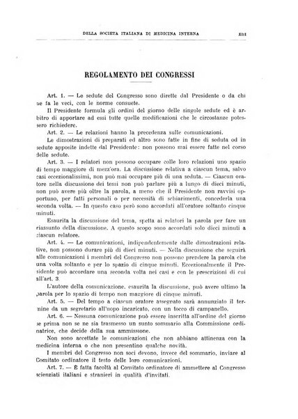 Lavori dei congressi di medicina interna