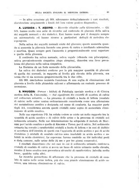 Lavori dei congressi di medicina interna