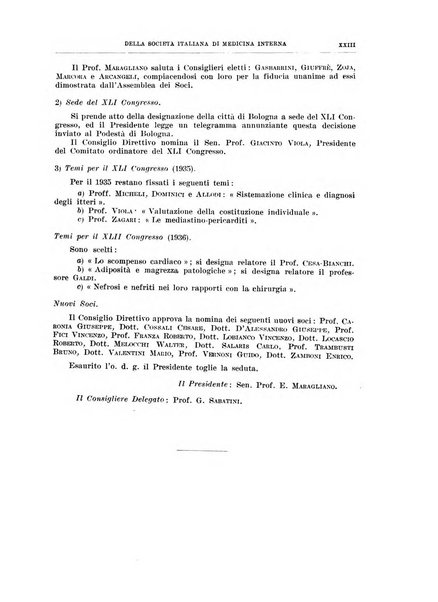 Lavori dei congressi di medicina interna