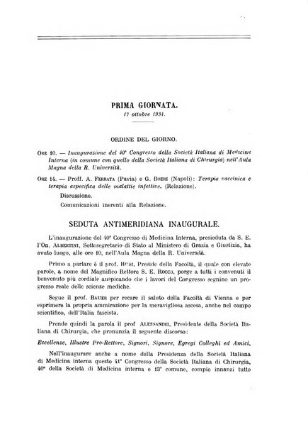 Lavori dei congressi di medicina interna