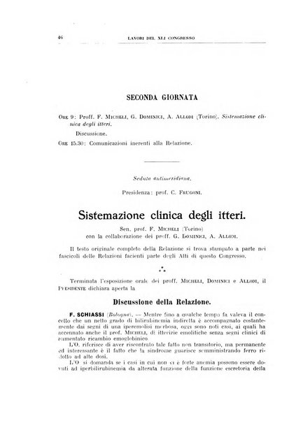 Lavori dei congressi di medicina interna
