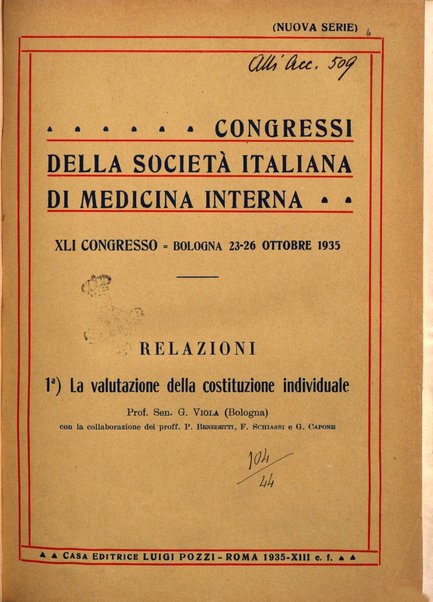 Lavori dei congressi di medicina interna