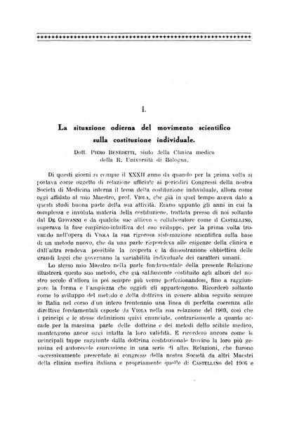 Lavori dei congressi di medicina interna