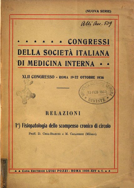 Lavori dei congressi di medicina interna
