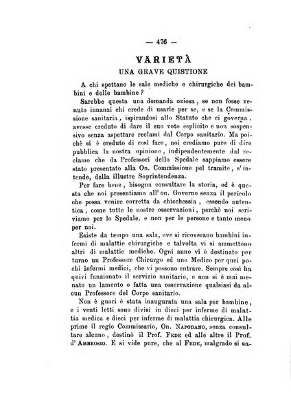 Gl'Incurabili giornale di medicina e chirurgia