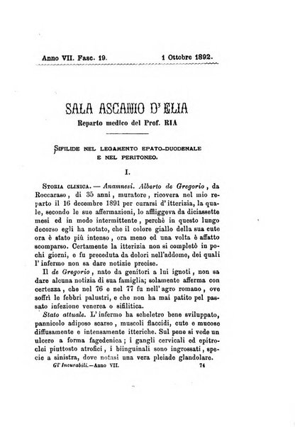 Gl'Incurabili giornale di medicina e chirurgia