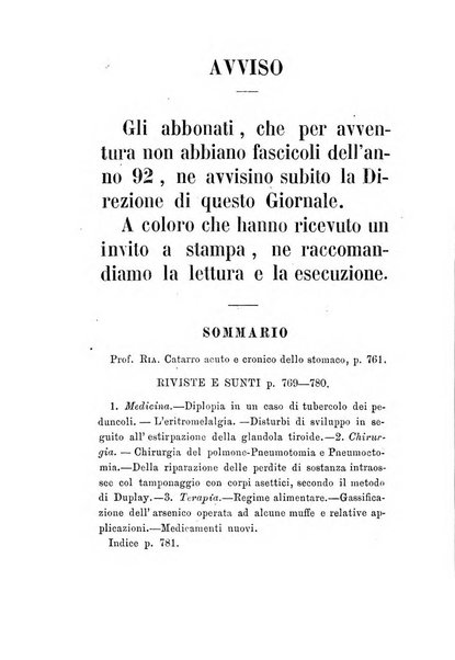 Gl'Incurabili giornale di medicina e chirurgia