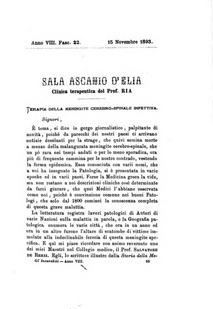 Gl'Incurabili giornale di medicina e chirurgia