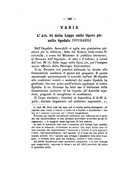 Gl'Incurabili giornale di medicina e chirurgia