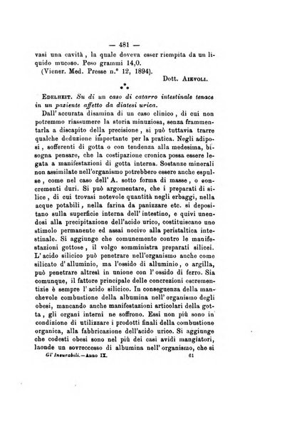 Gl'Incurabili giornale di medicina e chirurgia