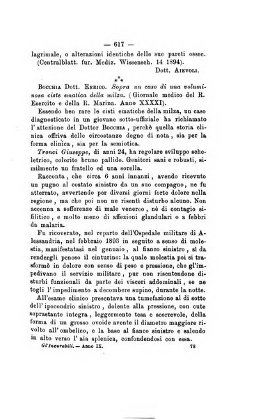 Gl'Incurabili giornale di medicina e chirurgia