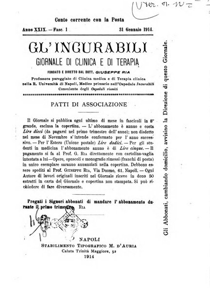 Gl'Incurabili giornale di medicina e chirurgia