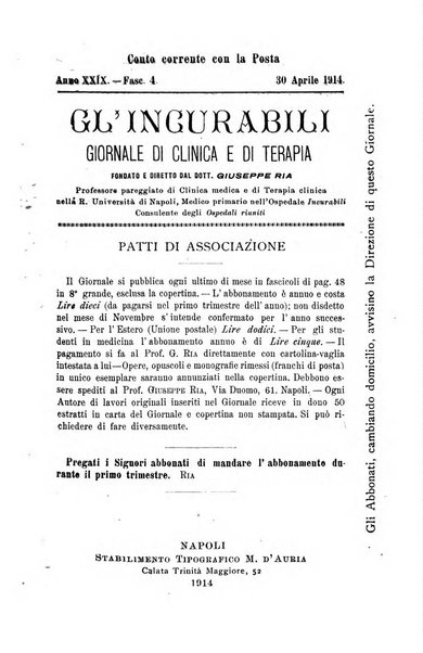 Gl'Incurabili giornale di medicina e chirurgia