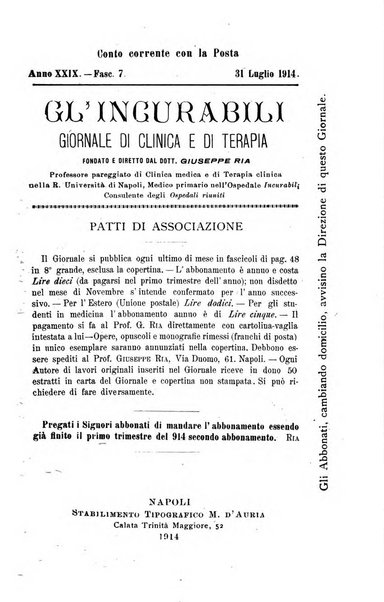 Gl'Incurabili giornale di medicina e chirurgia