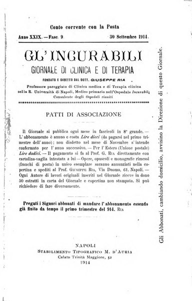 Gl'Incurabili giornale di medicina e chirurgia