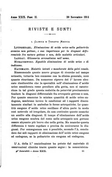 Gl'Incurabili giornale di medicina e chirurgia