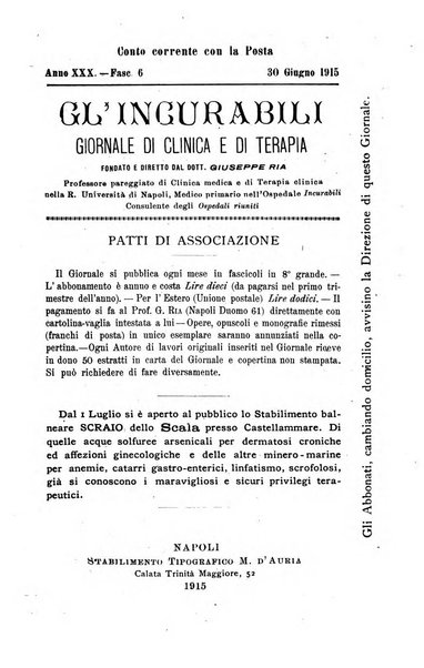 Gl'Incurabili giornale di medicina e chirurgia