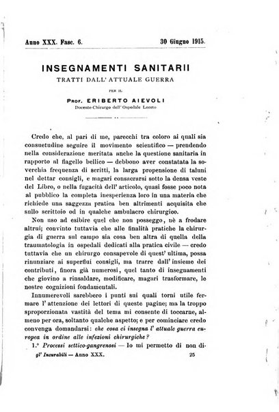 Gl'Incurabili giornale di medicina e chirurgia