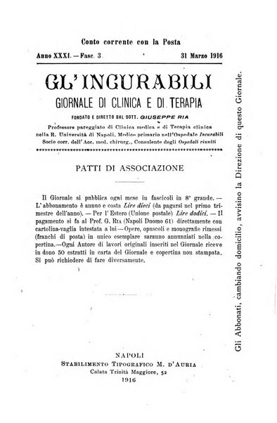 Gl'Incurabili giornale di medicina e chirurgia