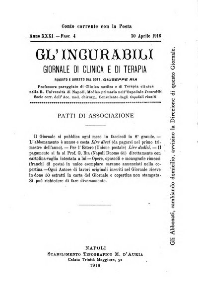 Gl'Incurabili giornale di medicina e chirurgia