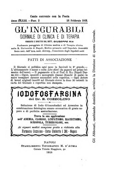 Gl'Incurabili giornale di medicina e chirurgia