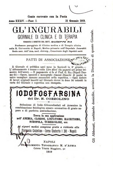 Gl'Incurabili giornale di medicina e chirurgia