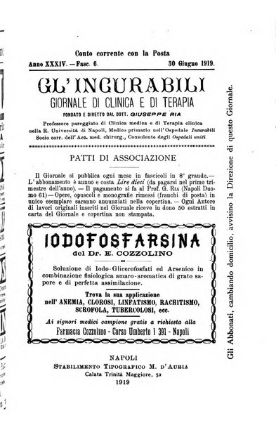 Gl'Incurabili giornale di medicina e chirurgia