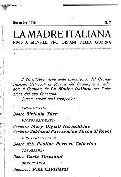 La madre italiana rivista mensile pro orfani della guerra