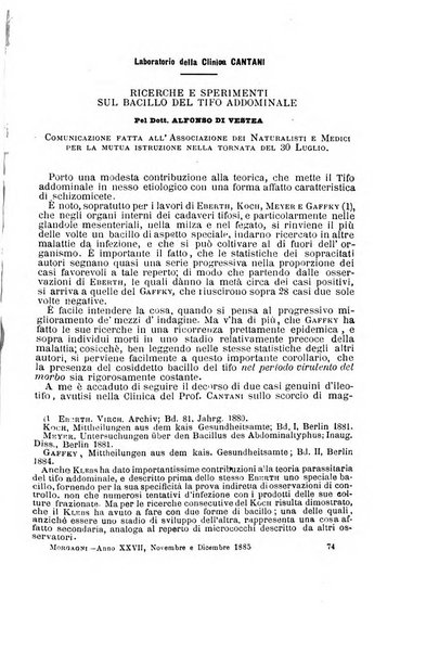 Il morgagni giornale indirizzato al progresso della medicina. Parte 1., Archivio o Memorie originali