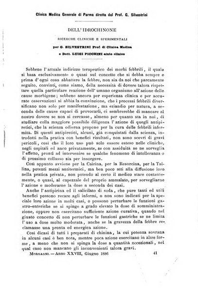 Il morgagni giornale indirizzato al progresso della medicina. Parte 1., Archivio o Memorie originali