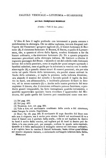 Il morgagni giornale indirizzato al progresso della medicina. Parte 1., Archivio o Memorie originali