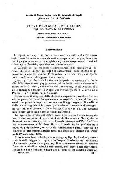 Il morgagni giornale indirizzato al progresso della medicina. Parte 1., Archivio o Memorie originali