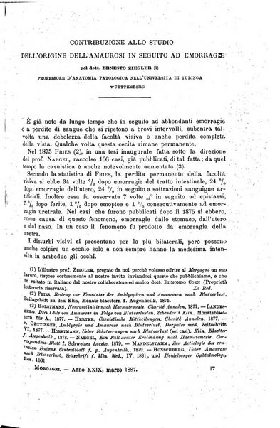 Il morgagni giornale indirizzato al progresso della medicina. Parte 1., Archivio o Memorie originali