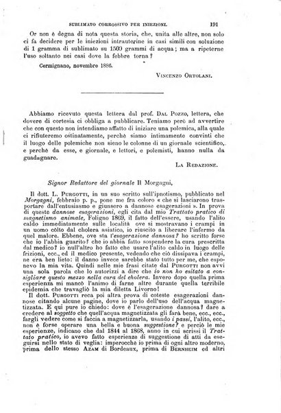 Il morgagni giornale indirizzato al progresso della medicina. Parte 1., Archivio o Memorie originali