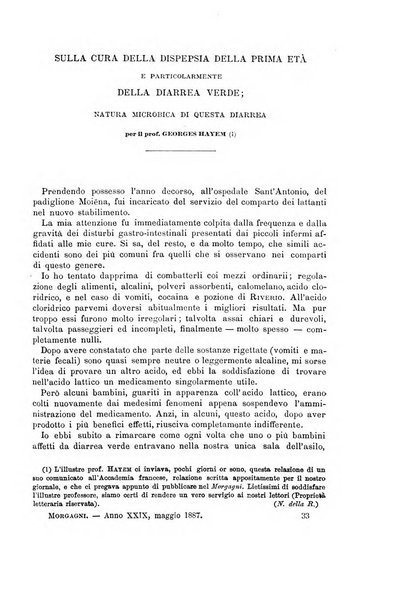 Il morgagni giornale indirizzato al progresso della medicina. Parte 1., Archivio o Memorie originali