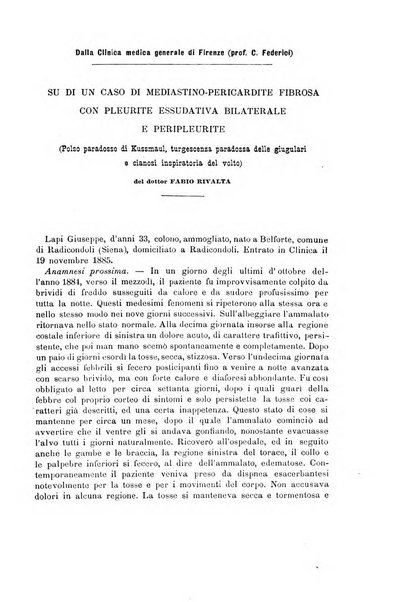 Il morgagni giornale indirizzato al progresso della medicina. Parte 1., Archivio o Memorie originali