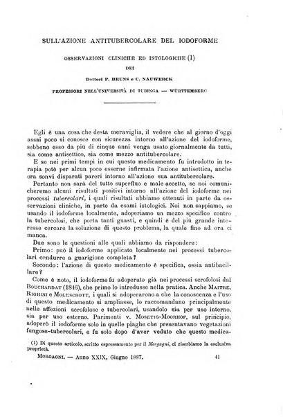 Il morgagni giornale indirizzato al progresso della medicina. Parte 1., Archivio o Memorie originali