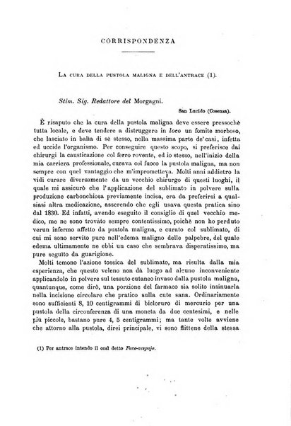 Il morgagni giornale indirizzato al progresso della medicina. Parte 1., Archivio o Memorie originali