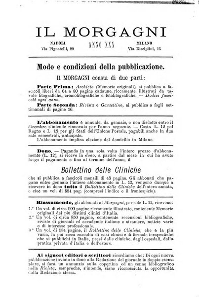 Il morgagni giornale indirizzato al progresso della medicina. Parte 1., Archivio o Memorie originali