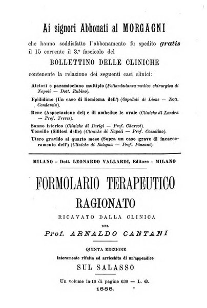 Il morgagni giornale indirizzato al progresso della medicina. Parte 1., Archivio o Memorie originali