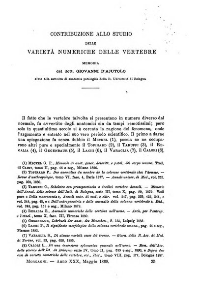 Il morgagni giornale indirizzato al progresso della medicina. Parte 1., Archivio o Memorie originali