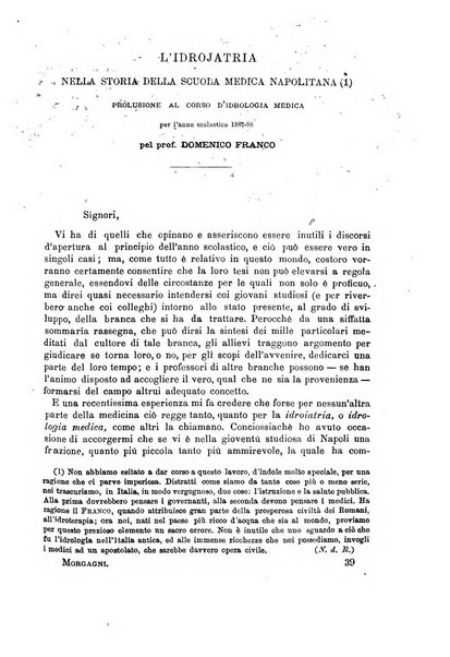 Il morgagni giornale indirizzato al progresso della medicina. Parte 1., Archivio o Memorie originali