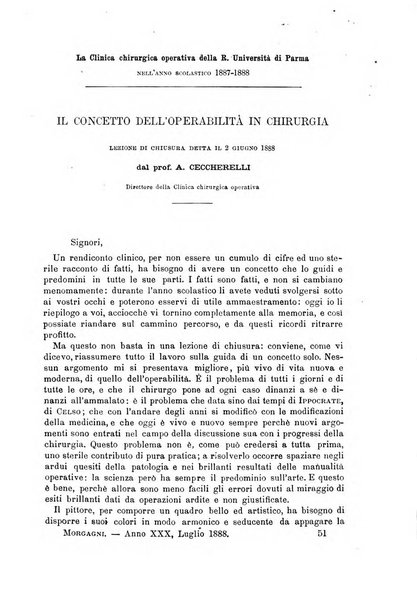 Il morgagni giornale indirizzato al progresso della medicina. Parte 1., Archivio o Memorie originali