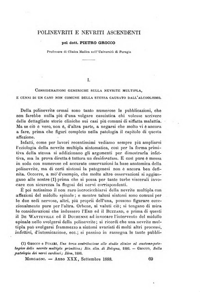 Il morgagni giornale indirizzato al progresso della medicina. Parte 1., Archivio o Memorie originali