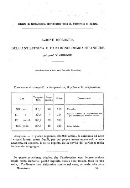 Il morgagni giornale indirizzato al progresso della medicina. Parte 1., Archivio o Memorie originali