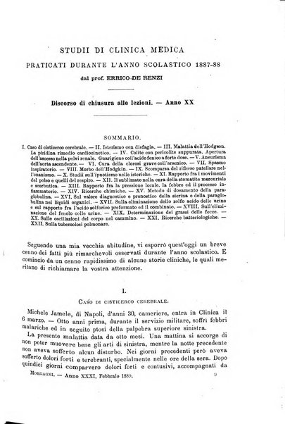 Il morgagni giornale indirizzato al progresso della medicina. Parte 1., Archivio o Memorie originali