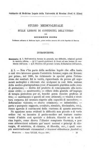 Il morgagni giornale indirizzato al progresso della medicina. Parte 1., Archivio o Memorie originali